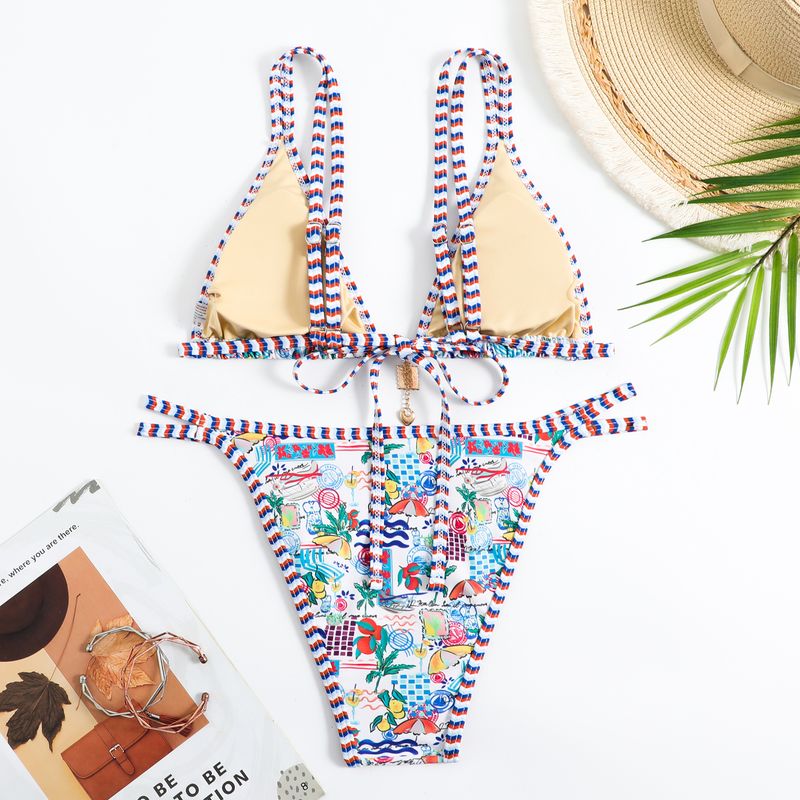 Swimsuit Female Bohemian Print Split Bikini Triangle Vintage Sexy Bikini_voghion.com