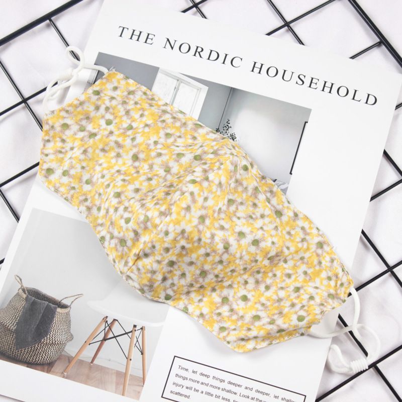 Klein vers bloemenpatroon Dubbellaags ademend verstelbaar stofmasker voor vrouwen_voghion.com