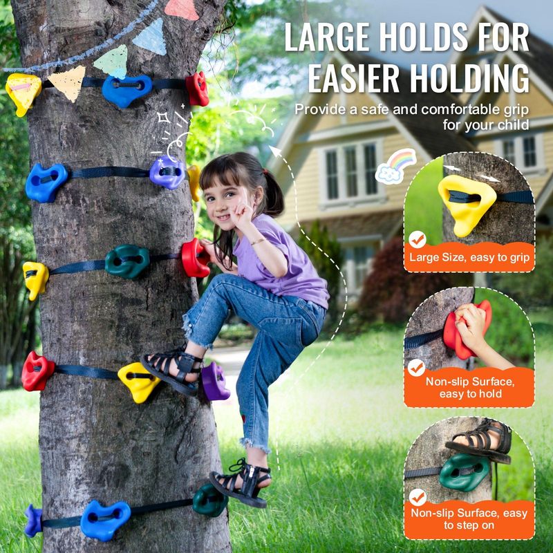 VEVOR Ninja Tree Climbing Kit 20 Tree Climbing Holds 6 Ratchet Straps Outdoor_voghion.com