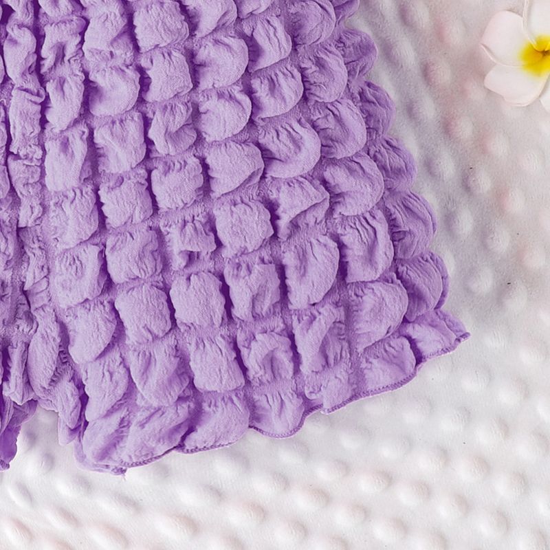 Ensemble d'été pour enfants, haut à manches courtes + short + sac à carreaux à bulles solides, couleur bonbon, ensemble pour filles_voghion.com