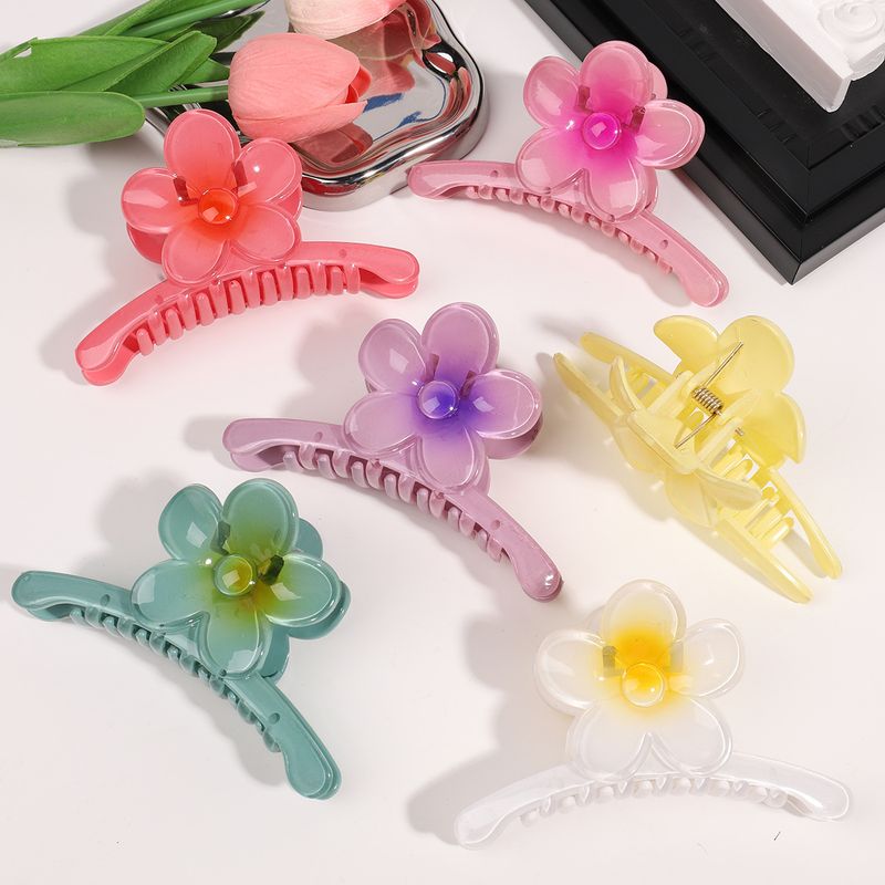 Fermaglio per capelli a forma di squalo con grande fiore a croce Plumeria Premium estivo - Accessorio per capelli con chignon posteriore_voghion.com