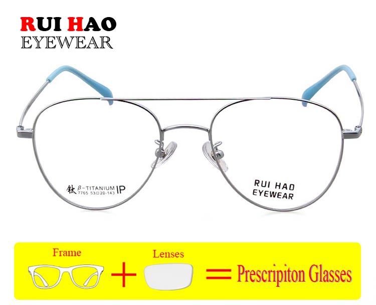 Lunettes de vue à la mode personnalisées Double Deam Lunettes de vue Remplissage de monture Lentilles optiques Lunettes en titane Myopie Hypermétropie_voghion.com
