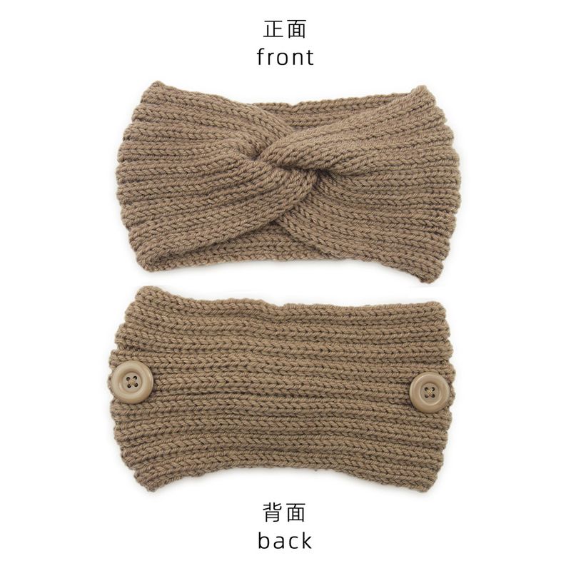 Maschera anti-strangolamento con bottone lavorato a maglia, fascia per capelli calda, accessorio per capelli autunnale e invernale, protezione per le orecchie a croce, copricapo_voghion.com