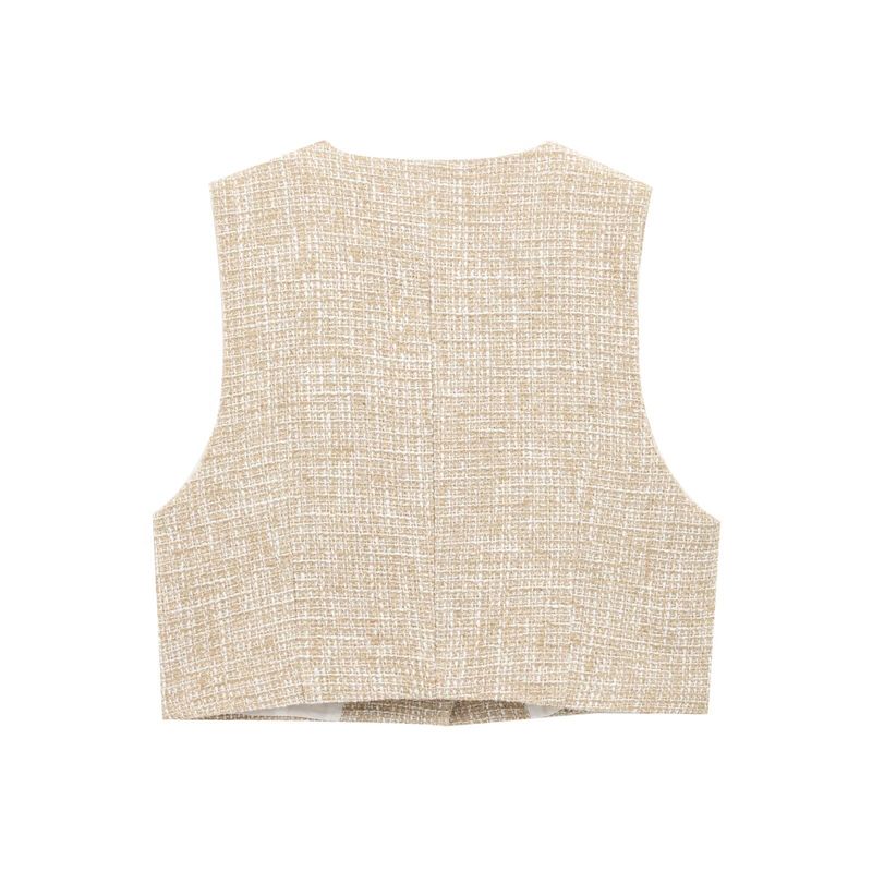 Ensemble débardeur court sans manches avec ceinture et jupe-pantalon texturée pour femme, mode été B64011/2_voghion.com