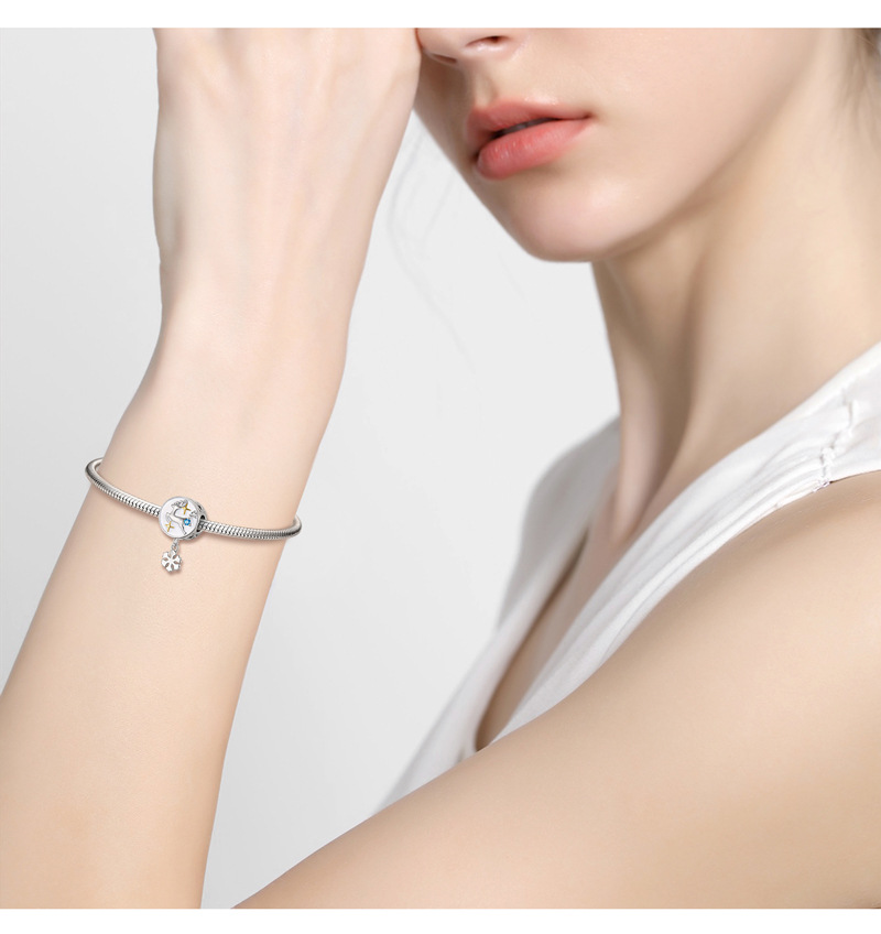 Diy Anhänger Weihnachten Schneeflocke Elch Perlen Weihnachtsserie Silber Perlen Halskette Armband DIY Zubehör_voghion.com