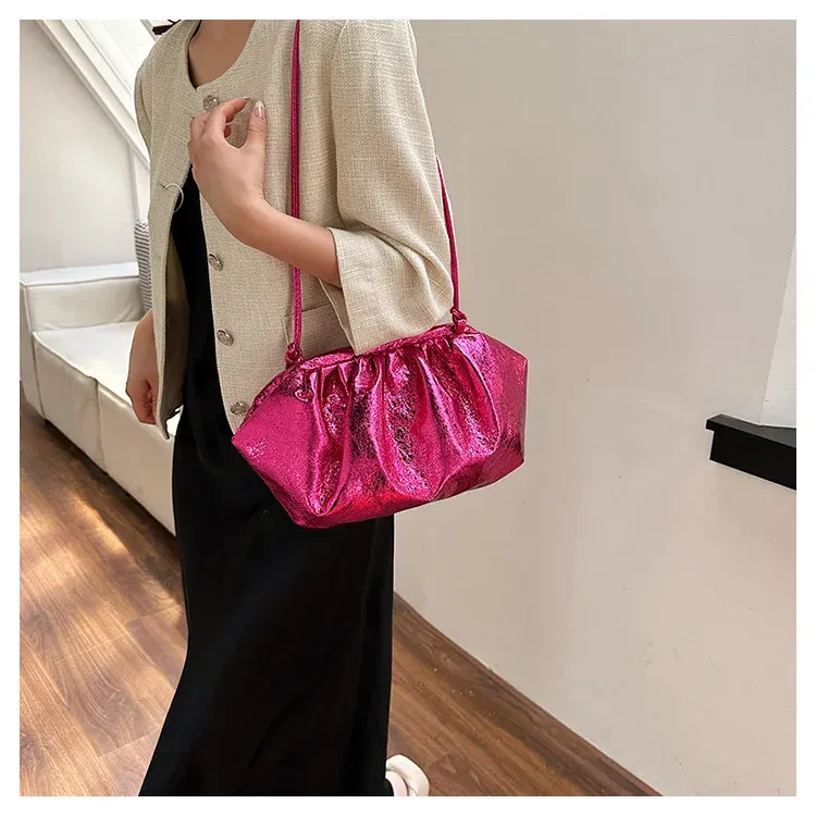 Small Design Women's Leather Sier Cloud Gold Crossbody Bag Ladies Party Clutch Purse Female Handbags_voghion.com