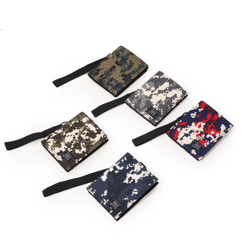 Carteira masculina camuflada de lona Jamie Road da Força Aérea Marinha com alça de pulso e chaveiro esportivo e fashion com prendedor de dinheiro_voghion.com