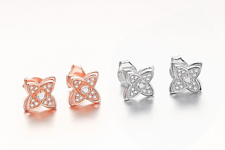 Four Leaf Clover Earrings - S925 Sterling Silver Double Layer Micro-Pavé Zircon Stud Earrings_voghion.com