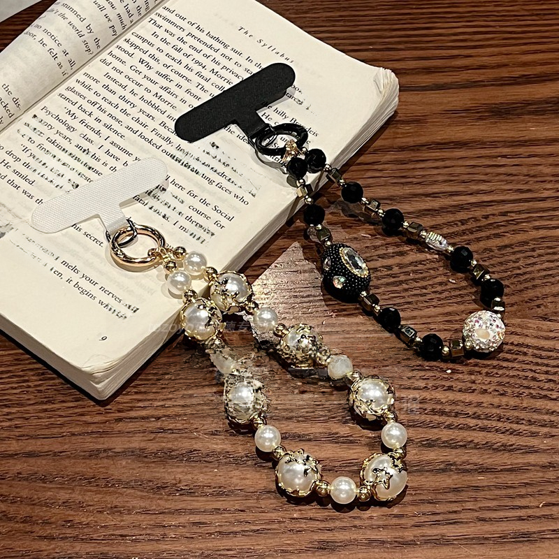 Light luxury mobile phone chain pendant, sparkling diamond, thousand diamond high-end bead wrist bracelet, rope hanging_voghion.com