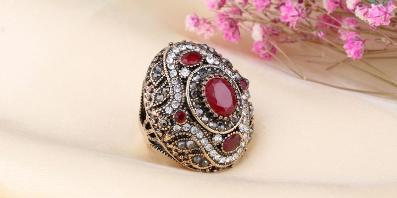 Kuuma tarjous Kuuma tarjous Türkiye naisten iso vintage antiikki intialainen kultainen kihlasormus, boho-tyyliset korut, asusteet 2024_voghion.com