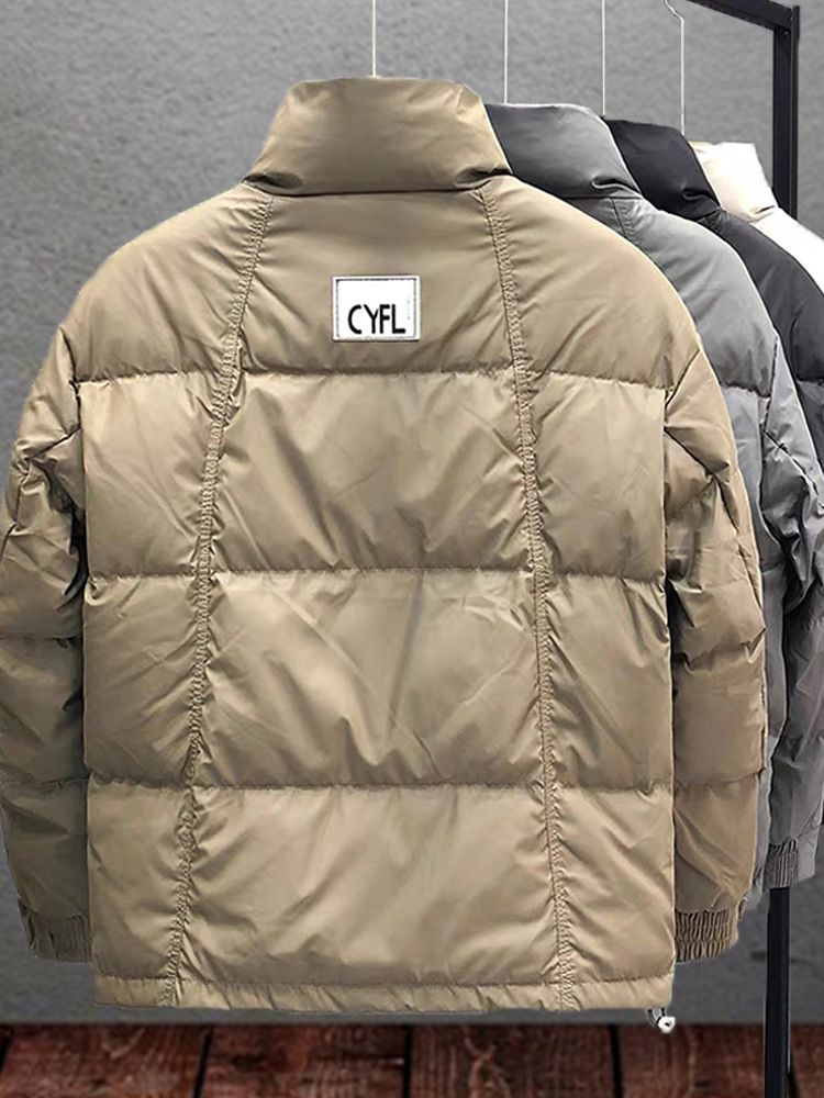 Giacca in piumino d'anatra bianca di alta qualità per uomo - Cappotto invernale caldo e spesso imbottito con imbottitura di alta qualità, design a tinta unita per protezione dal freddo_voghion.com