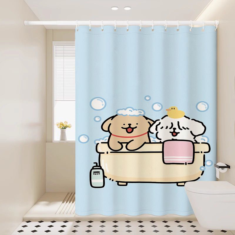 Tenda da doccia con motivo a cuccioli, stile cartoon, impermeabile, per porta, finestra, bagno_voghion.com