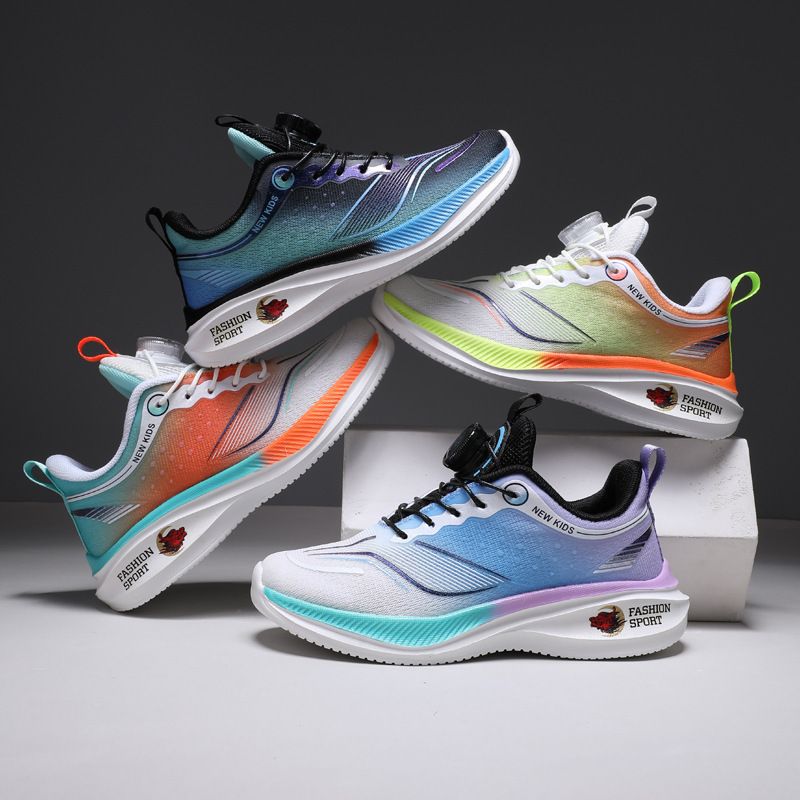 Running And Girls Autumn New Mesh Rotating Button Shock Absorption Sports Children's Shoes Students Boys_voghion.com