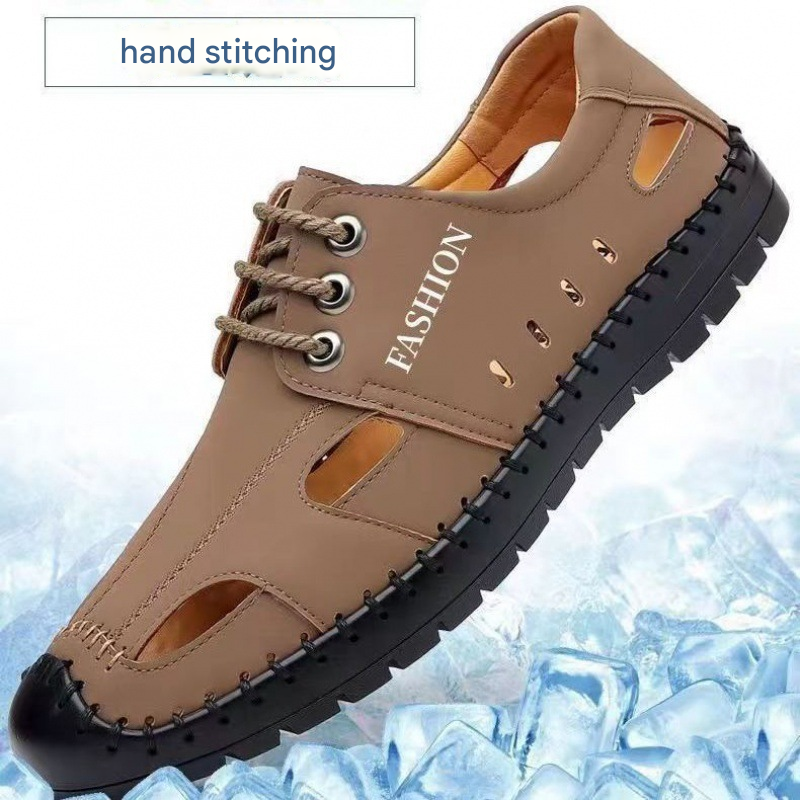 Euro Step 2025 Nuovi sandali estivi da uomo, scarpe casual in pelle cava, stile leggero e alla moda_voghion.com