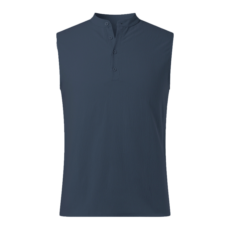 Vêtements pour hommes printemps et été, nouvelle chemise sans manches semi-ouverte pour hommes, gilet décontracté d'extérieur pour hommes_voghion.com