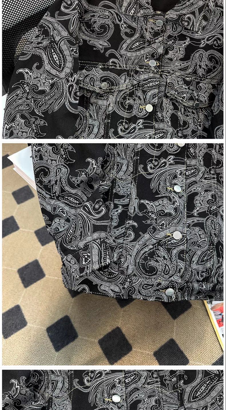 Giacca in denim stampata da uomo, giacca da uomo primavera e autunno retrò, tutti i top abbinati, giacca da marchio di moda retrò di alta strada_voghion.com
