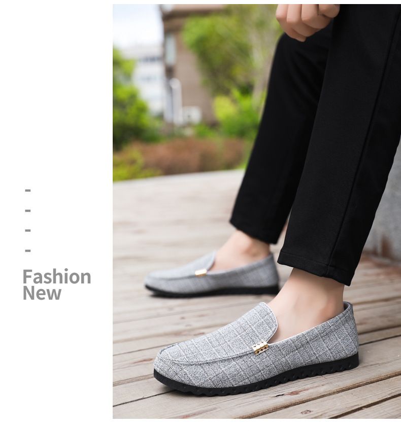 Men’s Shoes Men's Autumn Breathable Canvas Shoes Versatile Moccasins Men's Casual Shoes Korean Style Trendy Slip On Lazy Shoes_voghion.com
