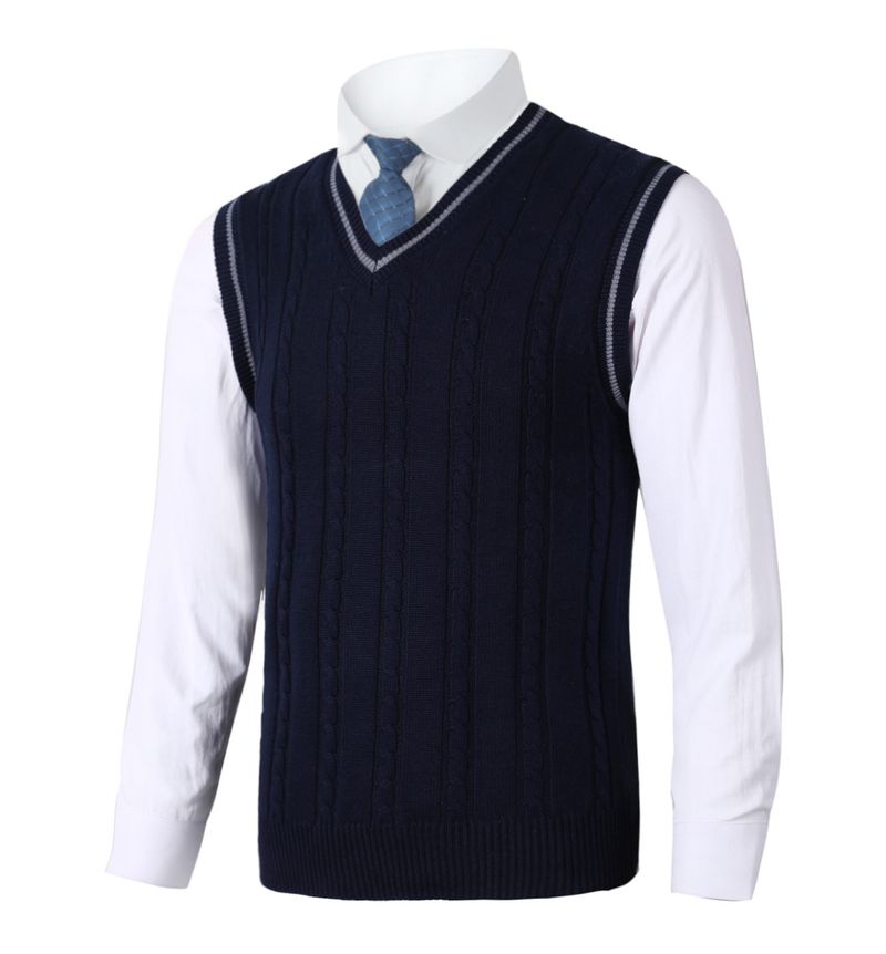 Grenzüberschreitende Herrenweste Strickweste Ärmellose lässige große Herrenbekleidung Außenhandel V-Ausschnitt Verdickte Weste Unterhemd_voghion.com