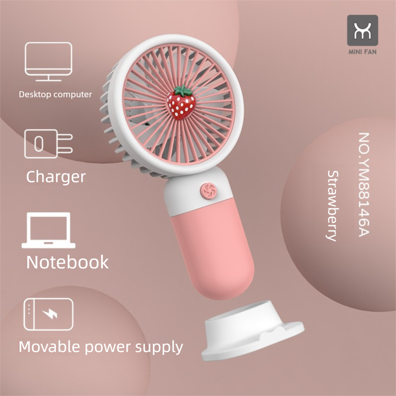 Tragbarer Handheld-Mini-USB-Cartoon-wiederaufladbarer Ventilator für Studenten mit Ständer_voghion.com