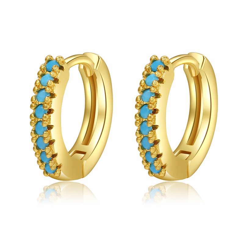 Popular Color Zircon Ear Buckle Micro-inlaid Geometric Ear Ring Temperament Simple Personality Earrings_voghion.com