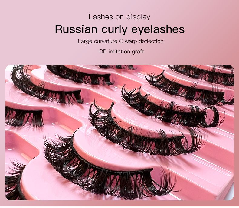 Künstliche Wimpern 10 Paar große Rolle Naturfaser Curl Wimpern dick natürlich_voghion.com