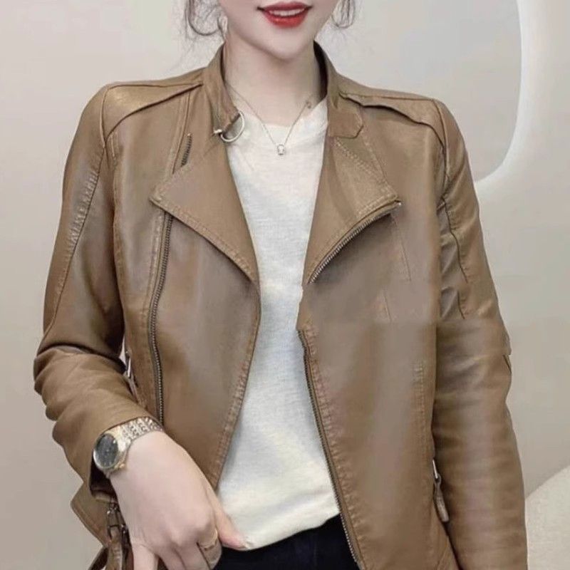 Veste courte en cuir à manches longues pour femme, nouvelle collection printemps-automne 2025, mode coréenne, polyvalente et élégante_voghion.com