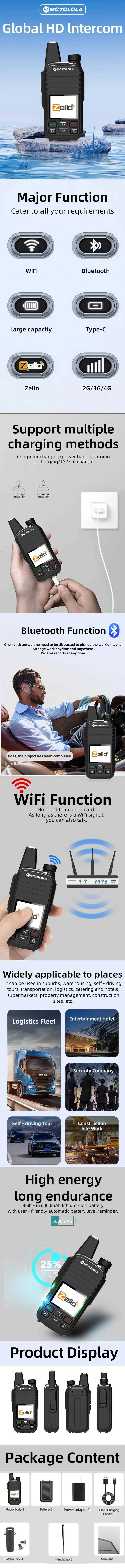 better Quality MOTOLOLA 2G 3G 4G Zello POC Handheld Walkie Talkie Android WiFi PTT Global 5000km Coverage F250930_voghion.com