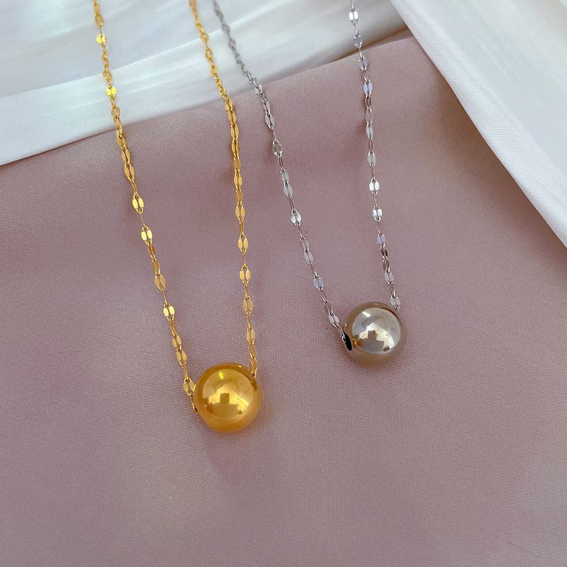 【 Full Body Titanium Steel 】 Lucky Bead Furnace Genuine Gold Cold Necklace For Women's Ins Mesh Red Collarbone Chain_voghion.com