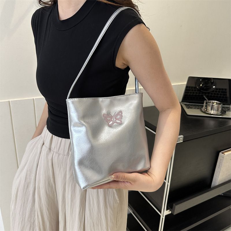 Borsa a tracolla singola semplice ed elegante, alla moda e di grande capacità, per donna, estate 2023, secchiello ascellare, casual, alla moda_voghion.com
