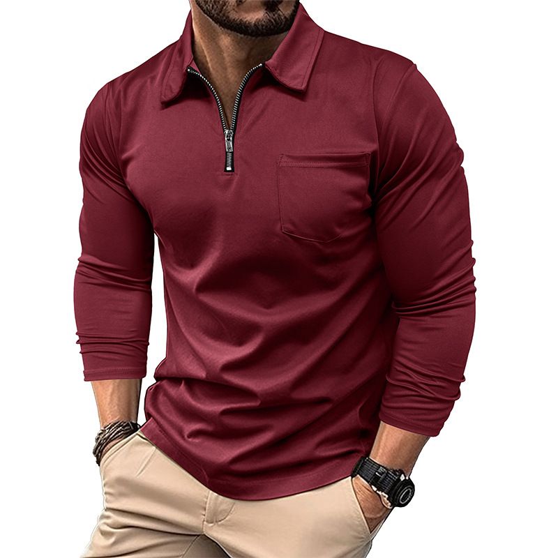 Lässiges Langarm-Poloshirt für Herren mit Reißverschlusskragen – Atmungsaktives und stylisches Slim-Fit-Oberteil für Business und Alltag_voghion.com