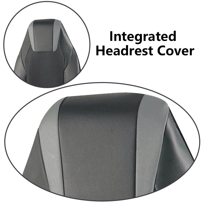 Nueva funda para asiento de coche de tela jacquard negra y gris PVC con capucha y personalidad tridimensional_voghion.com