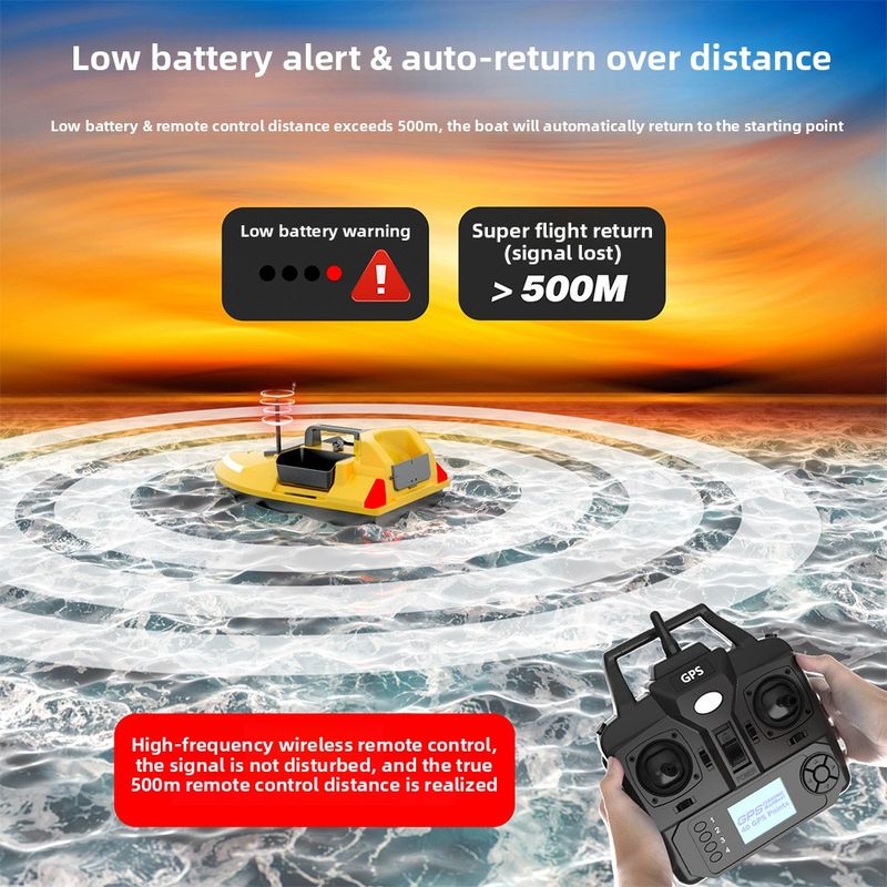 500m GPS Nesting Night Light Motor Three-Chamber 40-Point Positioning Fishing Boat Yellow Remote Control High-Speed Long_voghion.com