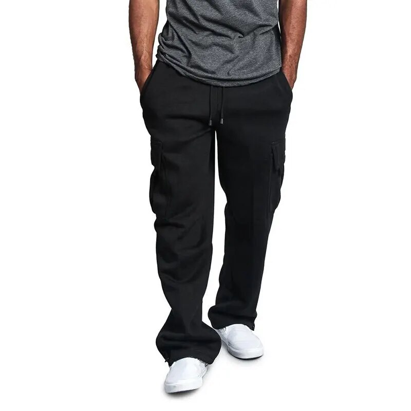 Men's Overalls Casual Sports Pants Breathable Soft Winter Fiess Exercise Running Training Trousers Black White Gray_voghion.com