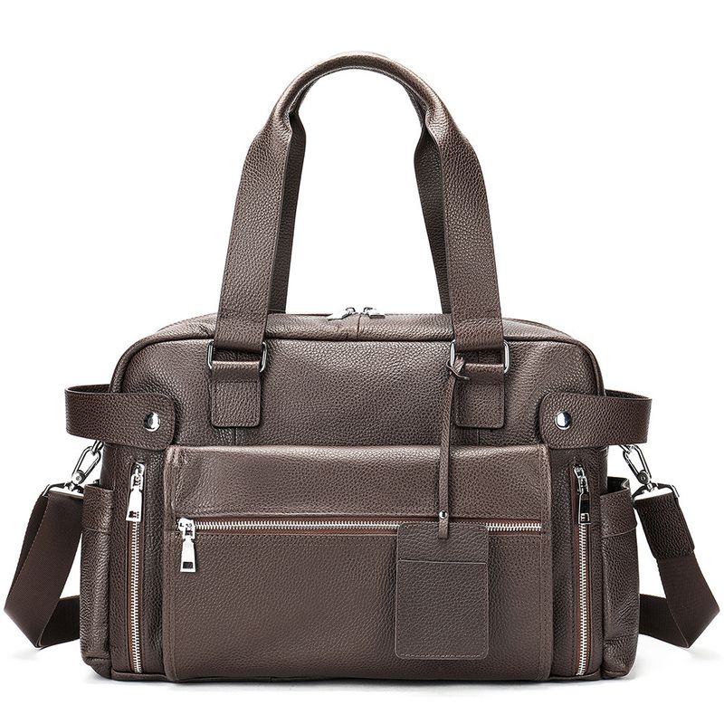 Men's Briefcase Large Computer Handbag Travel Crossbody Genuine Leather Business Trip Commuting Bag_voghion.com