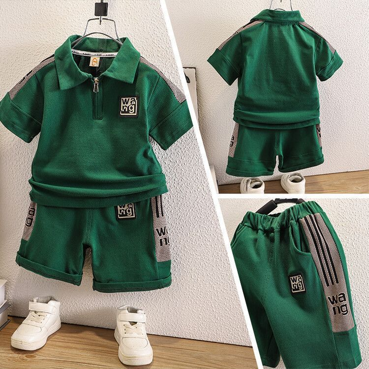 Ensemble deux pièces décontracté et élégant pour garçons, short à manches courtes, nouveau style d'été, version coréenne, ensemble de sport polyvalent pour garçons_voghion.com