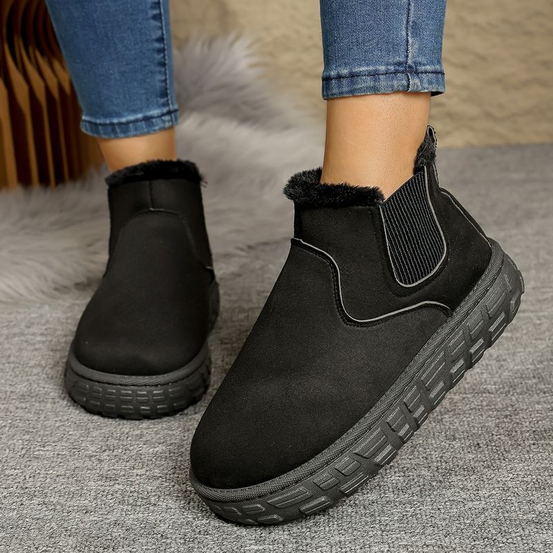 Women's Shoes New Autumn And Winter Snow Boots Women Warm Solid Color Large Size Elastic Band Thick Bottom Short Barrel Cotton Shoes_voghion.com