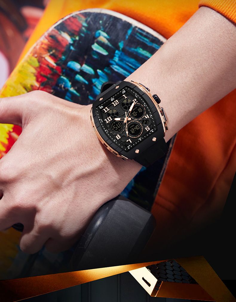 Montre homme Sanda Live électronique numérique multifonction tendance en silicone étanche avec réveil, best-seller_voghion.com