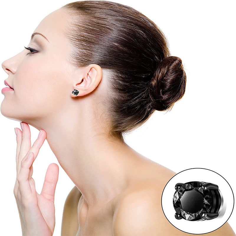 Orecchini unisex in acciaio inossidabile senza piercing all'orecchio, magneti, orecchini con zirconi, orecchini finti alla moda personalizzati_voghion.com