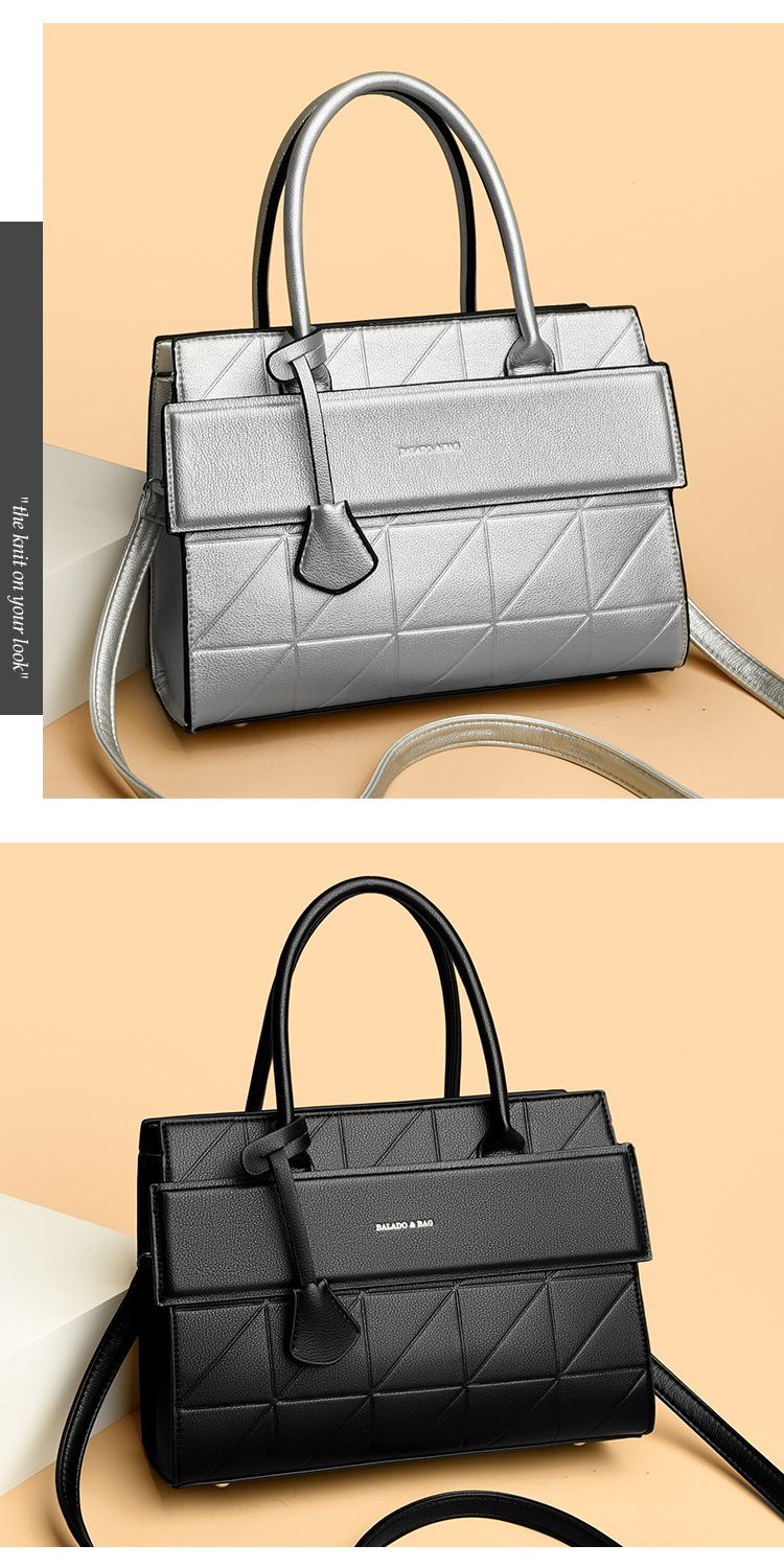 Ensemble élégant de 3 sacs à main urbains en cuir PU - Sac bandoulière, sac à main et sac cabas avec finition texturée pour femme (Noir/Argent/Caramel/Vert foncé)_voghion.com