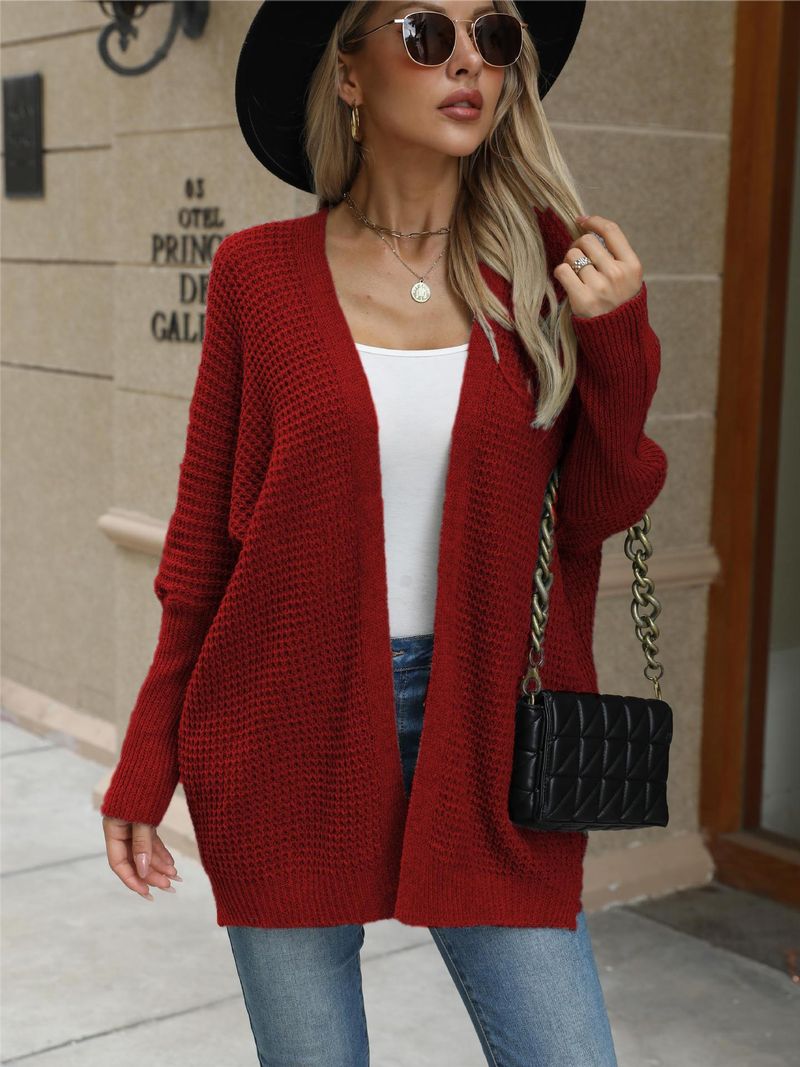 Herbst/Winter Damen Strickjacke Lockerer einfarbiger Pullover für Damen_voghion.com