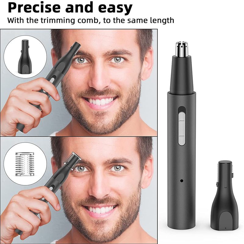 Metal Tube Nose Hair Three-in-One Multi-Functional USB Charging Electric Eyebrow Trimmer_voghion.com