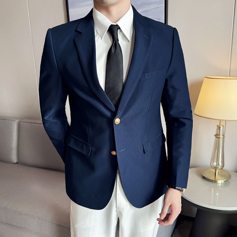 CT Herren-Blazer mit Metallknöpfen, schmale Passform, zweireihig, steigendes Revers, Einzelanzug_voghion.com