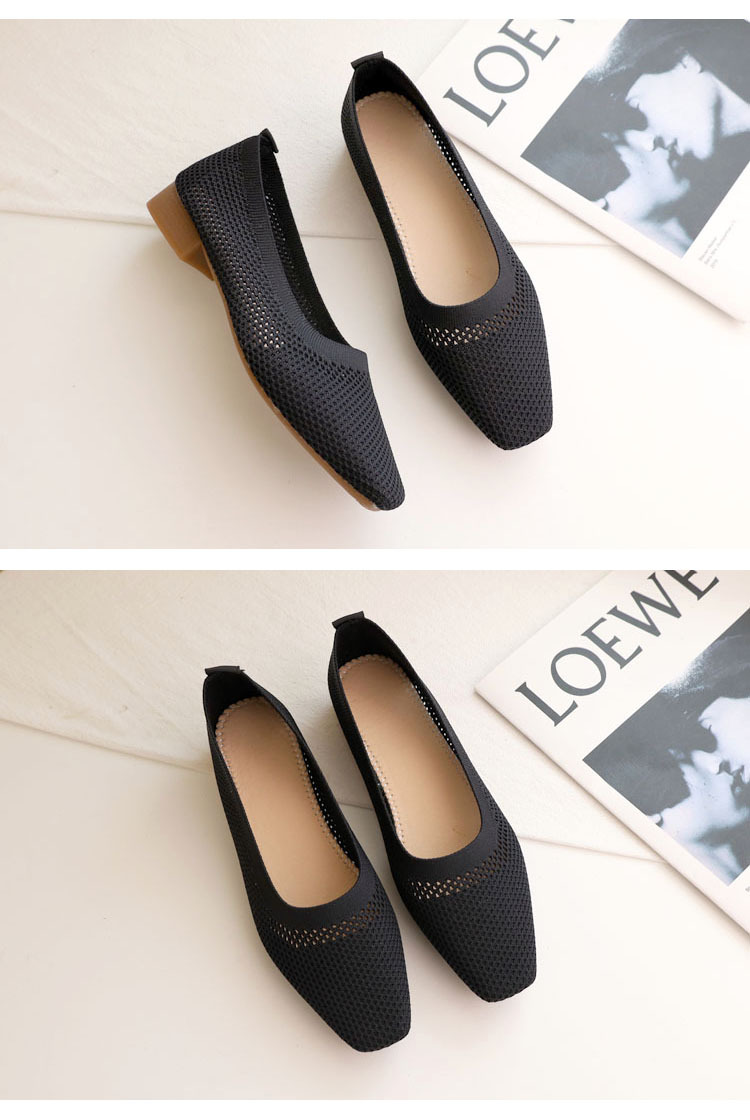 Damen Frühjahr und Sommer im neuen Stil mit mittelhohem Absatz, fliegend gewebt, flacher Mund, atmungsaktiv, einstufiger gewebter Oma-Schuh_voghion.com
