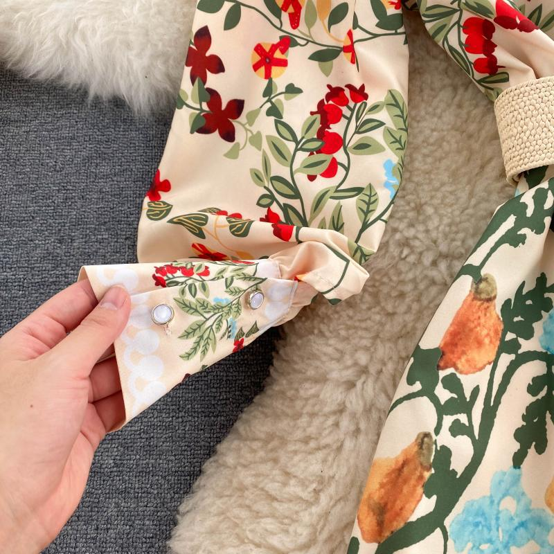 Abito da donna in stile palazzo retrò con cravatta in vita, girocollo, maniche lunghe, volant, gonna a trapezio in stile fata western_voghion.com