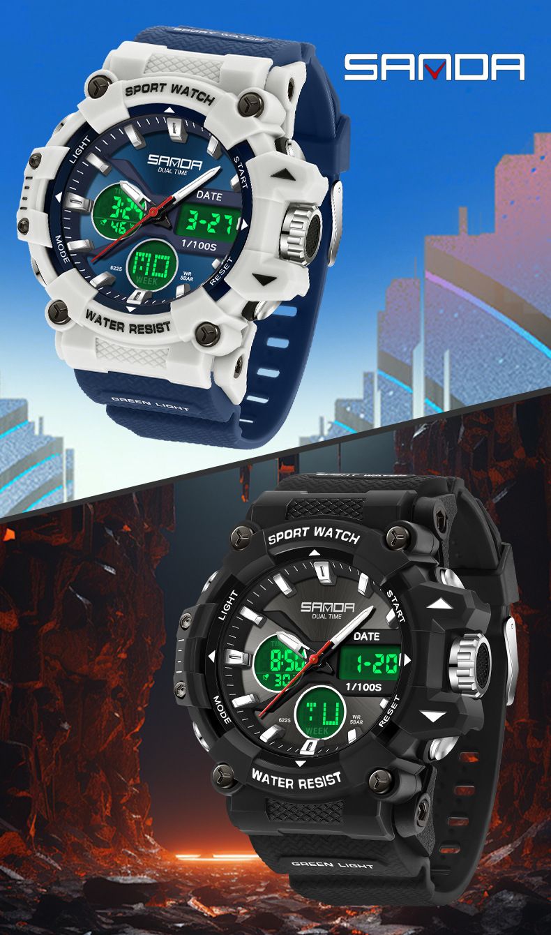 Men's And Women's Digital Sports Watch With Alarm, Waterproof, Dual Display, And LED Backlight For Outdoor Activities And Daily Use_voghion.com