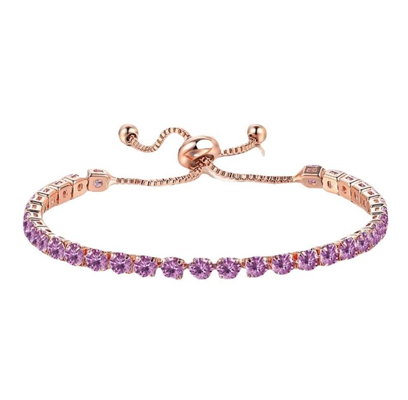Popular 4mm round zircon single row full diamond adjustable crystal bracelet for women birthstone jewelry_voghion.com