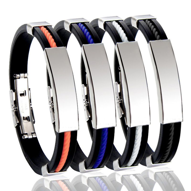 Bracciale con scritte fai-da-te Bracciale da uomo in acciaio al titanio Bracciale in silicone Bracciale in acciaio inossidabile Bracciale stella_voghion.com