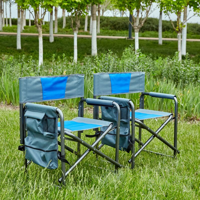 Padded Folding Chair With Side Table And Storage Pockets,Lightweight Oversized Directors Chair For Indoor, Outdoor Camping, Picnics And Fishing_voghion.com