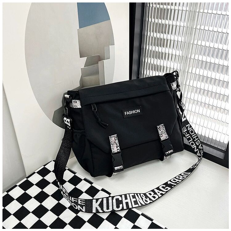 Farbblock Trendy Crossbody Casual Schulter Student Große Kapazität Unisex Hip Hop Messenger Bag_voghion.com