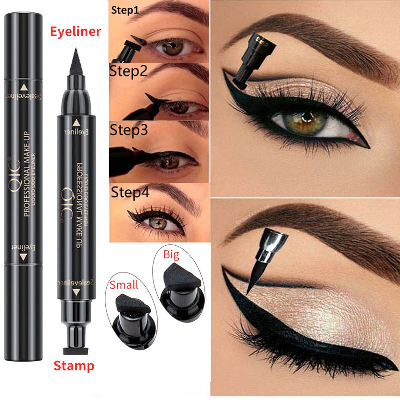 Pennarello QIC due in uno, eyeliner impermeabile a doppia estremità, anti-sbavature, ad asciugatura rapida_voghion.com